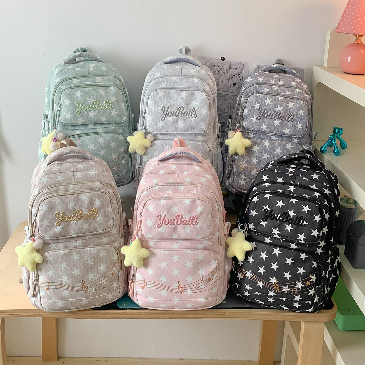 Star-Patterned Canvas Backpack LoungeYard — product view 4
