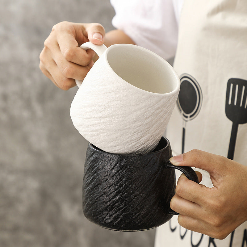 Textured Large Capacity Ceramic Coffee Mug with Ergonomic Handle LoungeYard — product view 3