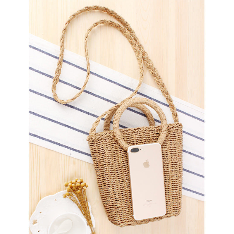 Braided Bast Shoulder Bag with Round Handle LoungeYard — product view 2