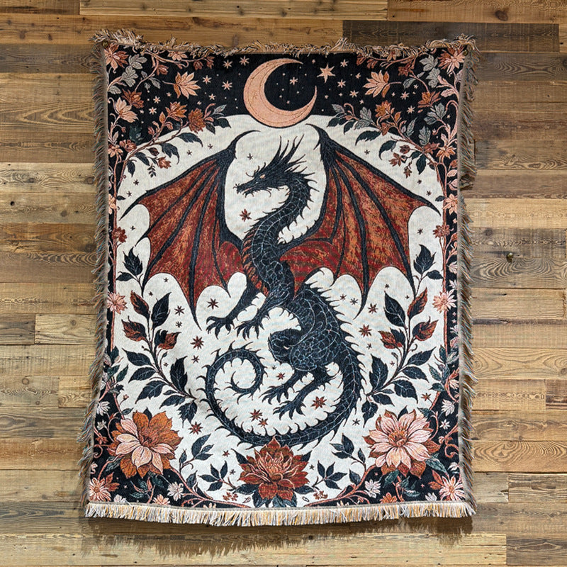 Artistic Dragon-Themed Tapestry Throw Blanket — product view 1