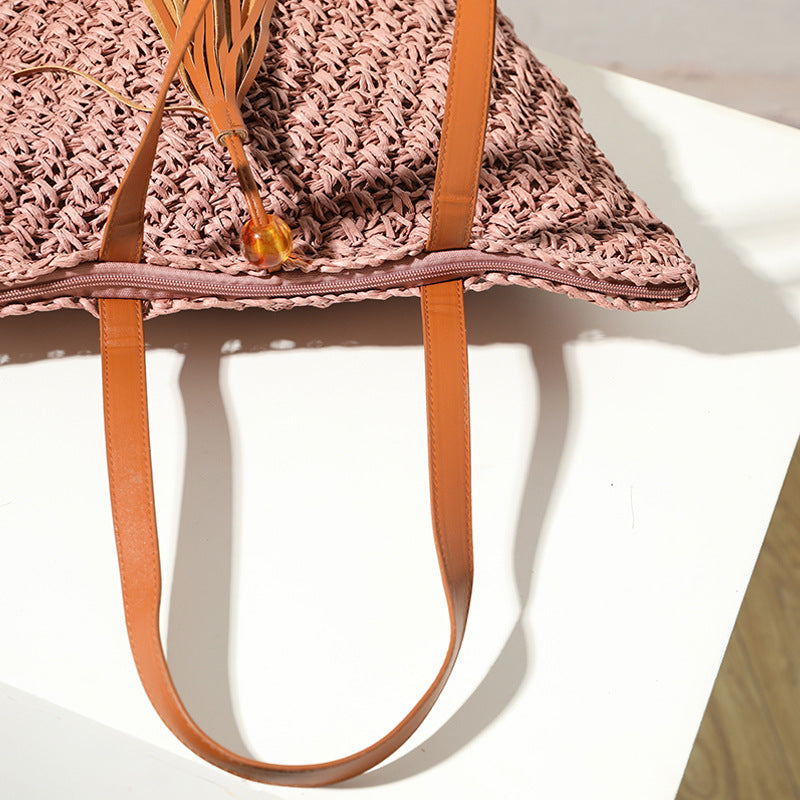 Handcrafted basket bag with fashionable tassel detail LoungeYard — product view 4