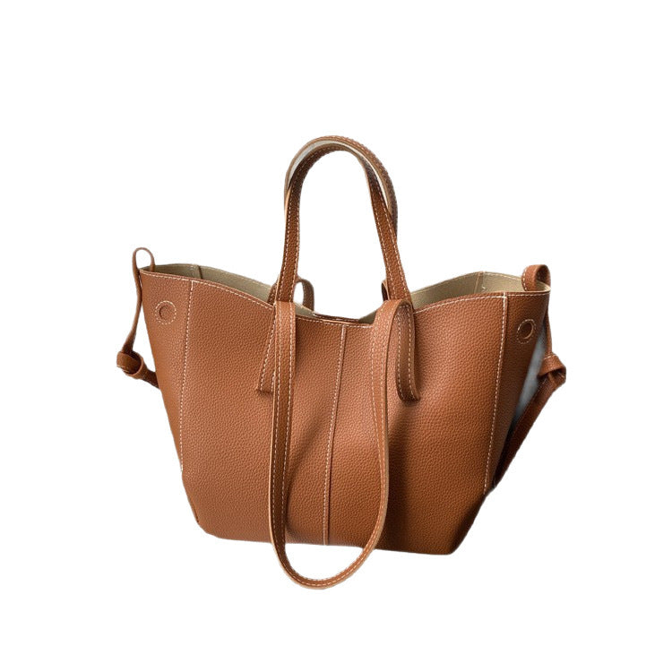 Textured Leather Everyday Tote Bag LoungeYard — product view 5