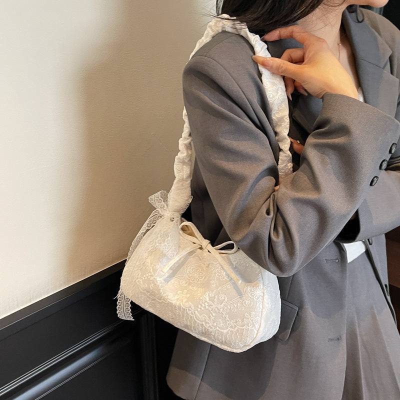 Vintage Lace Drawstring Bag LoungeYard — product view 3