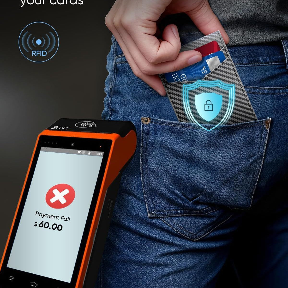 RFID-Blocking Carbon Fiber Slim Wallet LoungeYard — product view 2