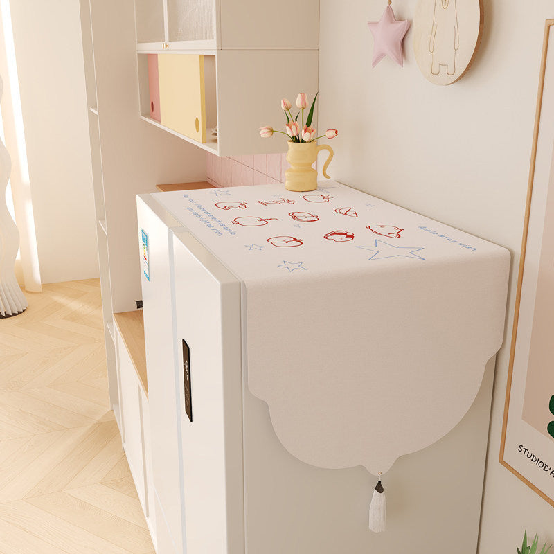 Decorative Refrigerator Top Dust Cover with Scalloped Edge and Tassel — product view 3