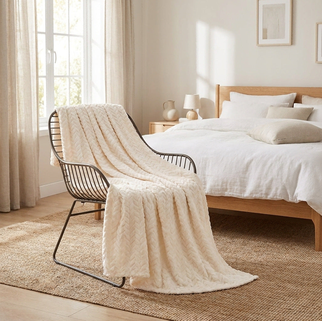 Chevron Patterned Plush Throw Blanket — product view 1