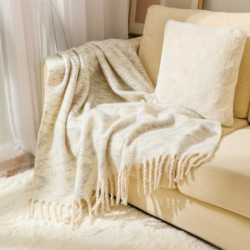 Ladies elegant and cozy blanket with fringes LoungeYard — product view 5