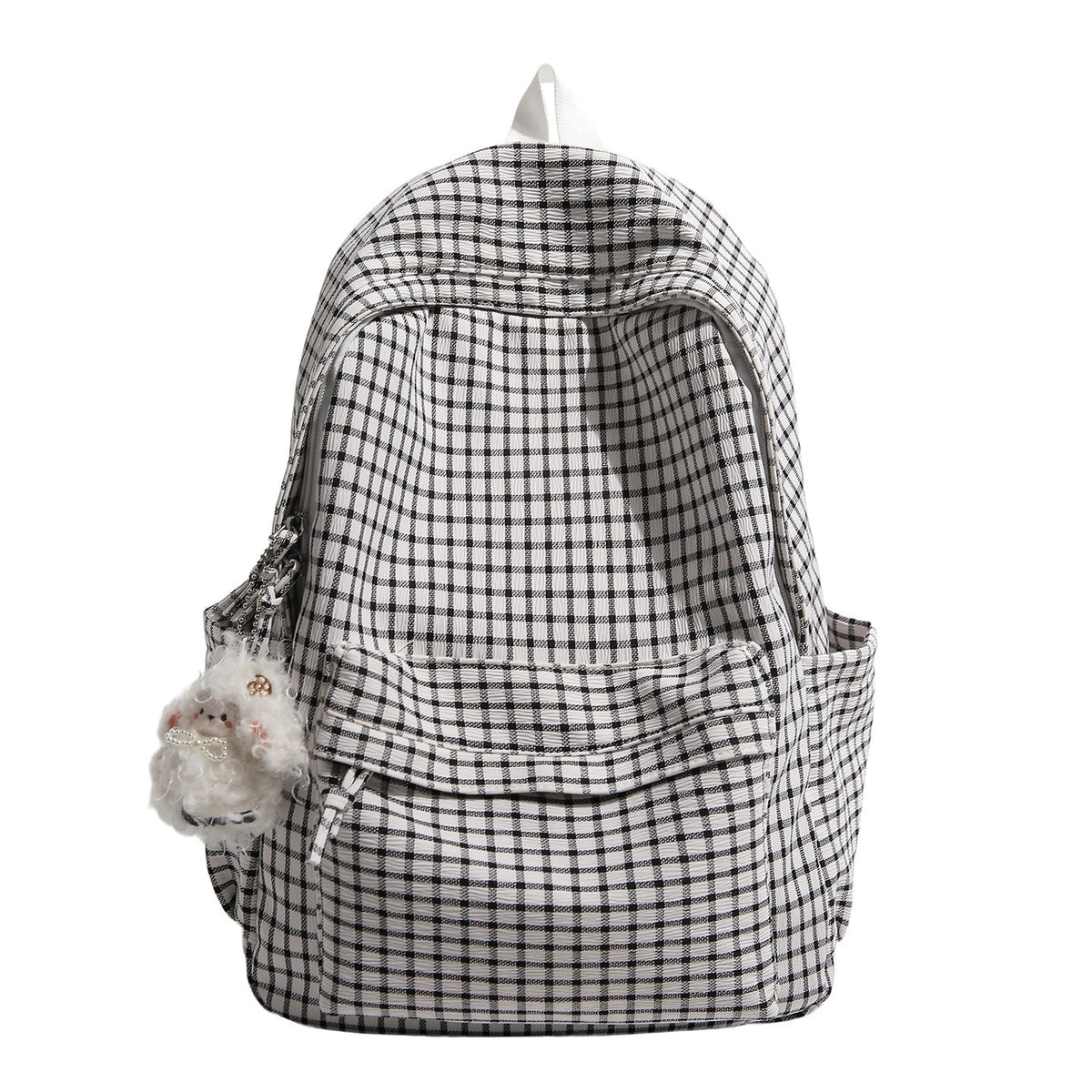 Checkered Patterned Multi-Pocket Backpack LoungeYard — product view 2