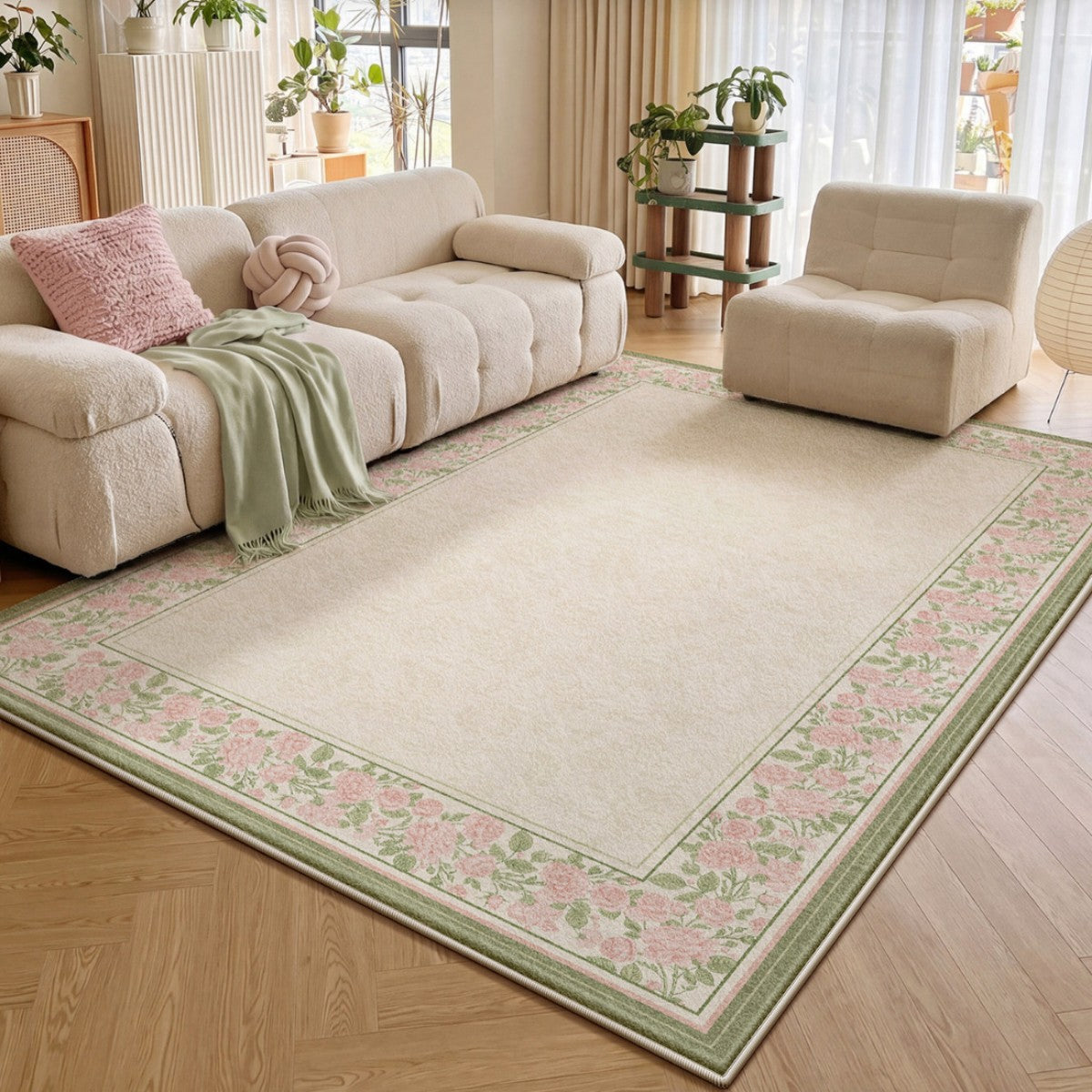 Floral Pattern Area Rug Bowlift — product view 3