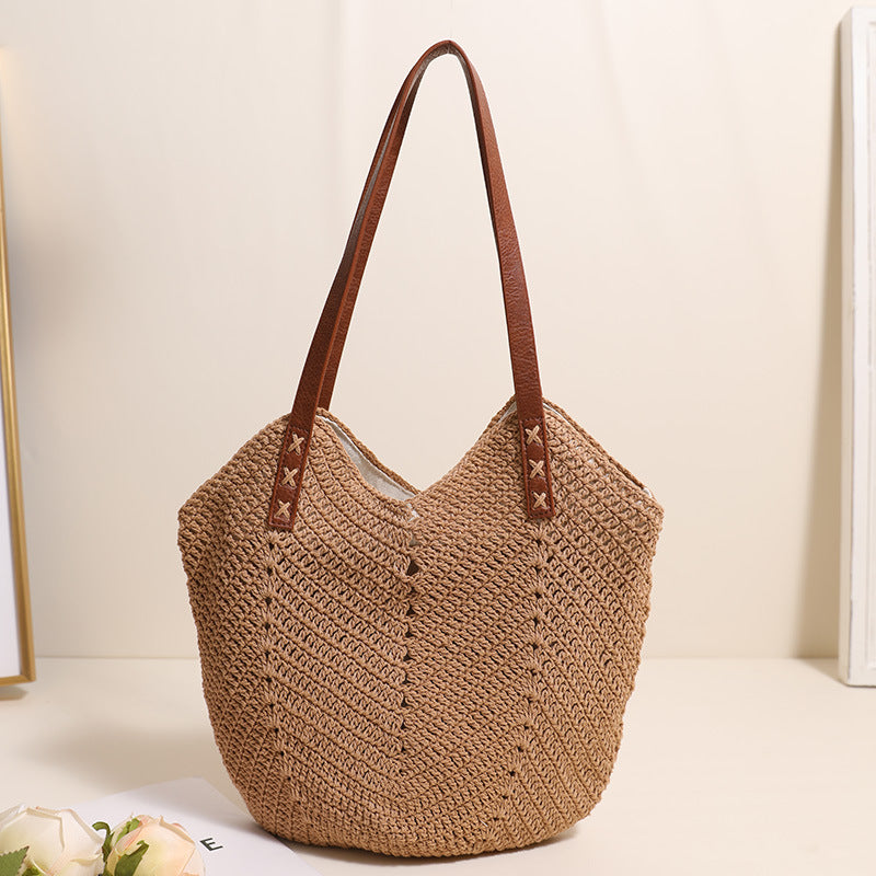 Handcrafted wicker bag with sturdy leather handles LoungeYard — product view 5