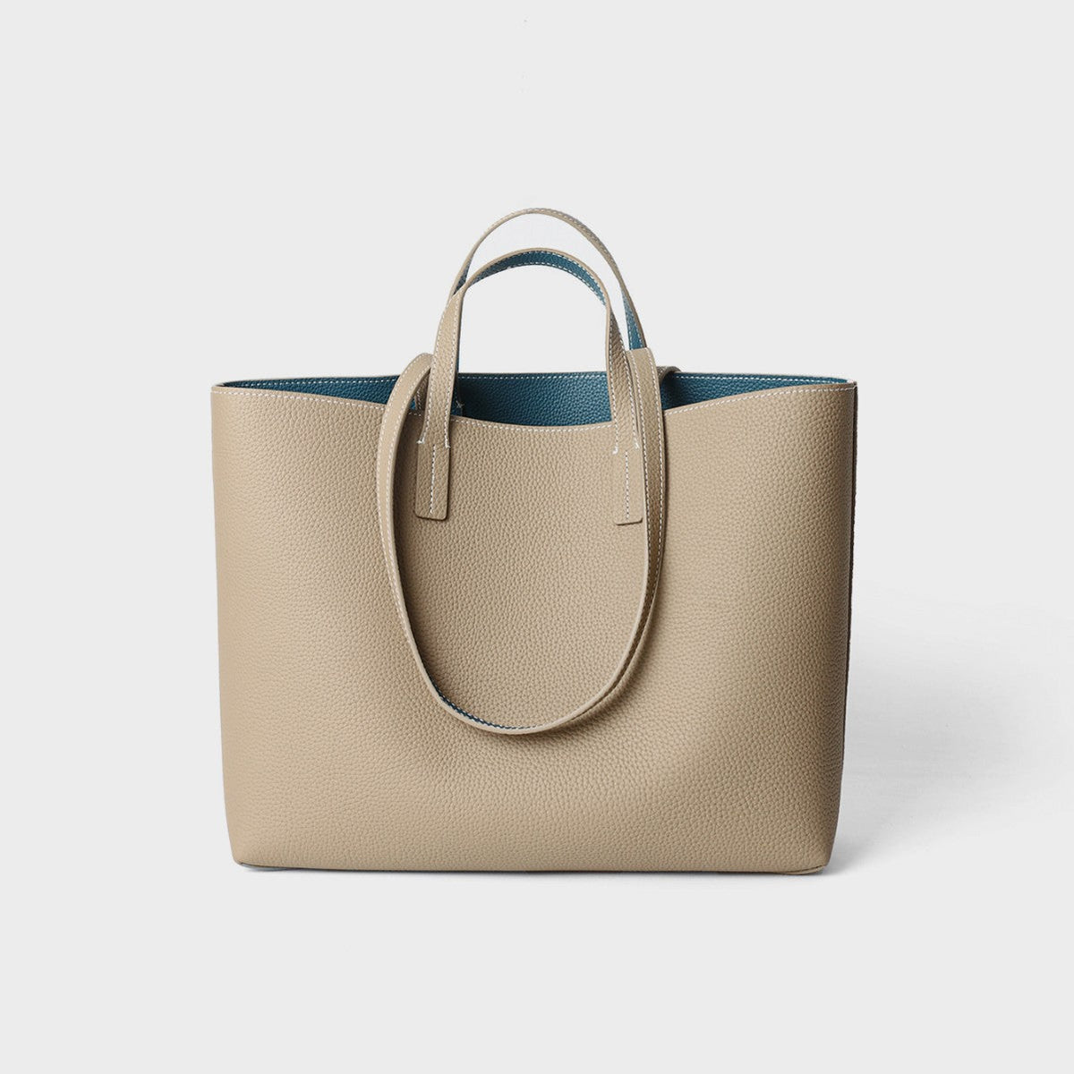 Pebbled Grain Structured Open-Top Double-Handle Tote Bag — product view 2