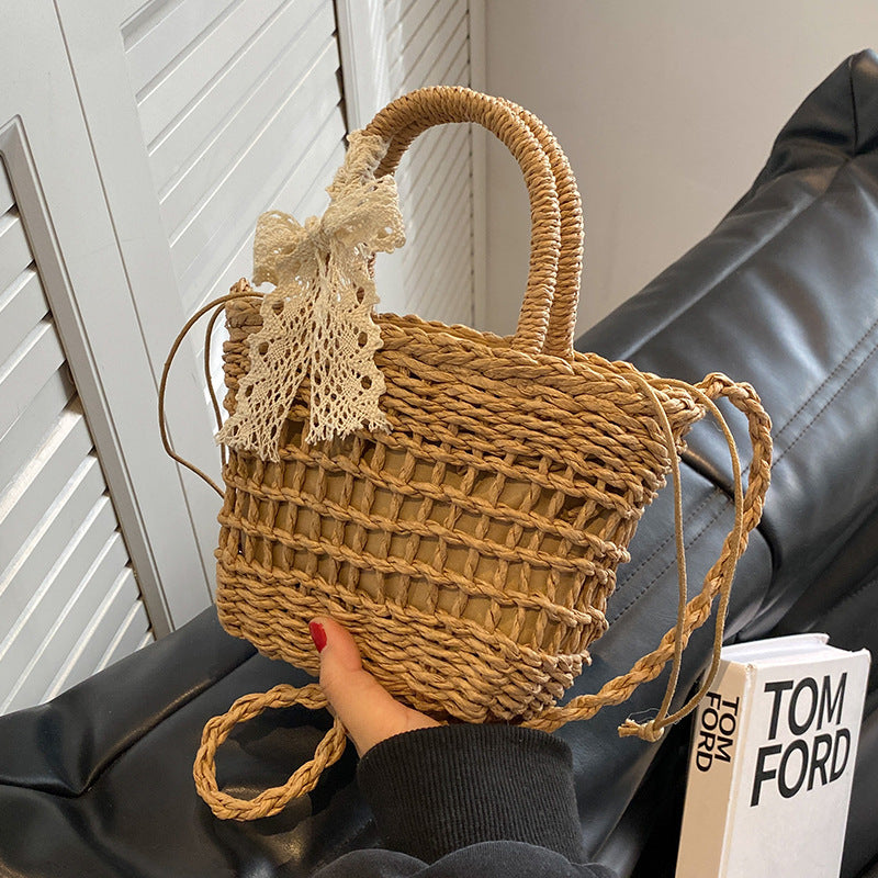 Handcrafted Floral Embroidered Woven Tote Bag — product view 4