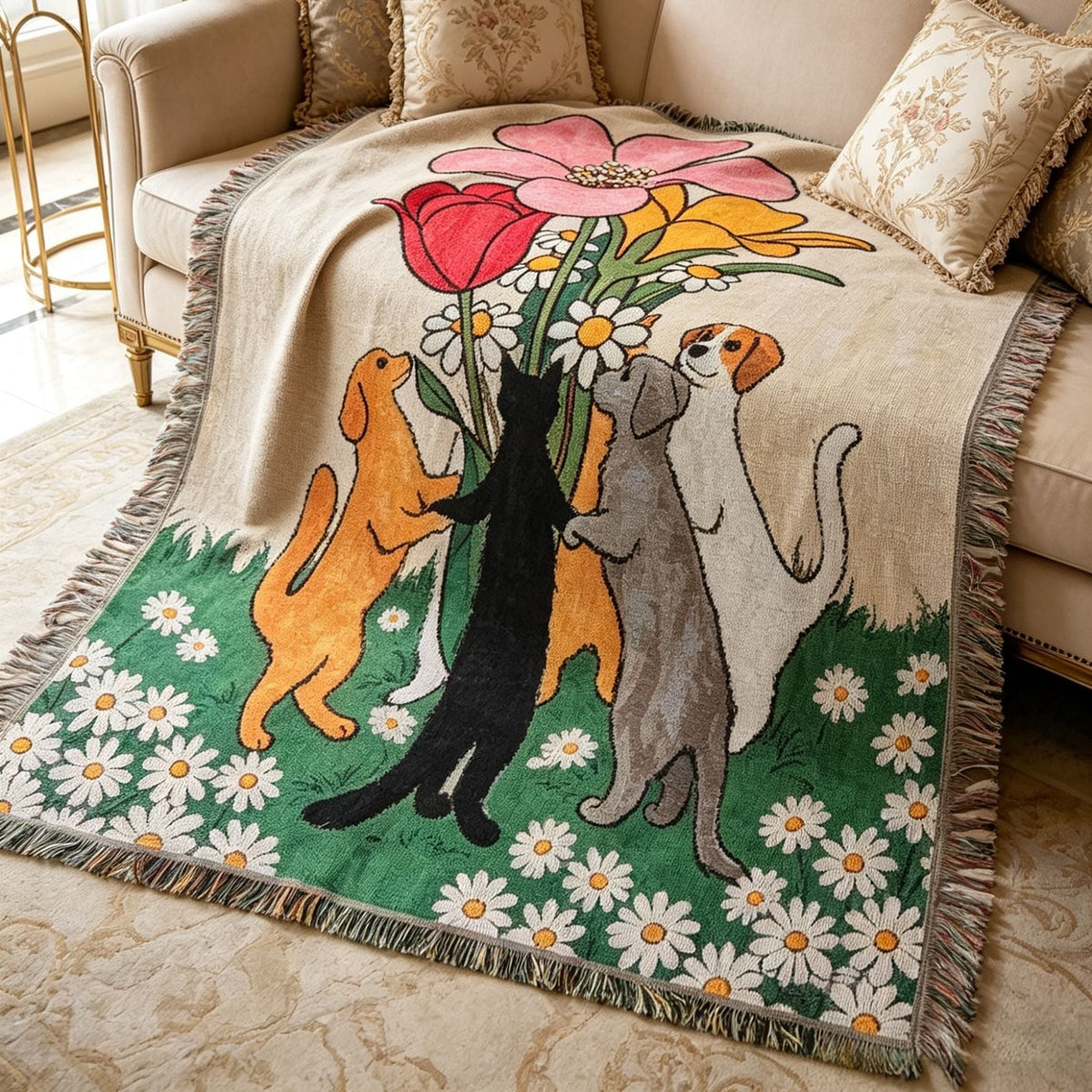 Whimsical Pet-Themed Decorative Throw Blanket — product view 1