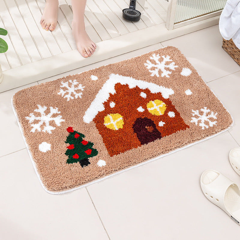 Festive Gingerbread House-Themed Bowlift Bath Mat — product view 7