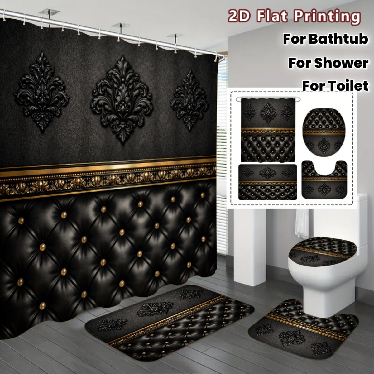 Luxurious Vintage Style Shower Curtain Set Bowlift — product view 5