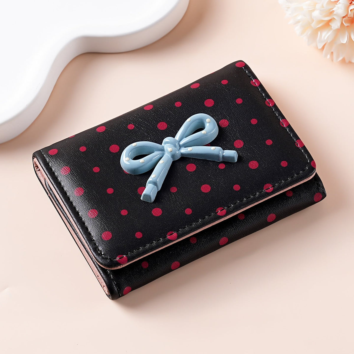 Charming Polka Dot Wallet with Bow Detail — product view 3
