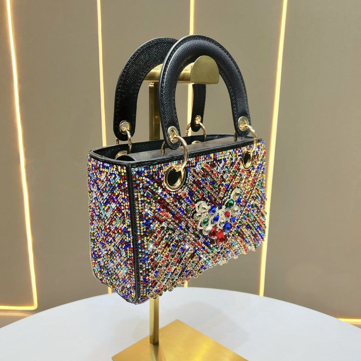 Ornate Crystal-Embellished Handheld Clutch — product view 2