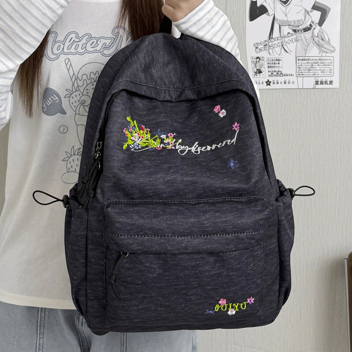 Floral Embroidered Backpack LoungeYard 1791206093 — product view 3
