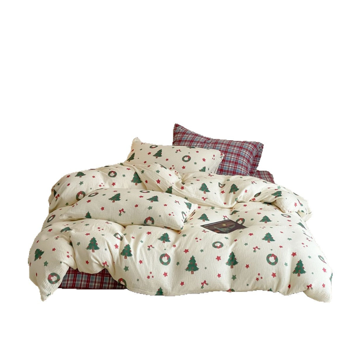 Festive cotton bedding set with crinkled structure and Christmas motif — product view 5