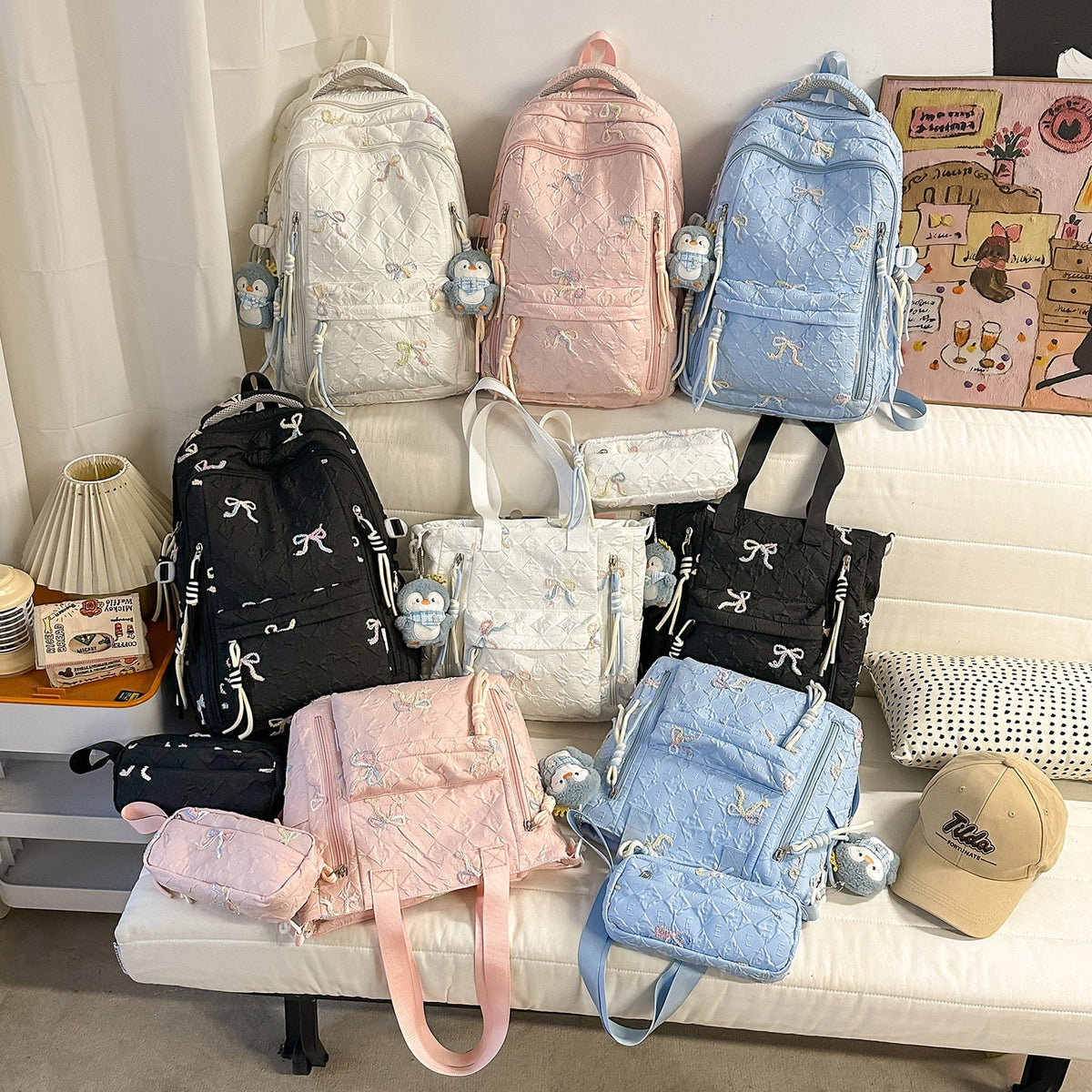 Embroidered Quilted Backpack LoungeYard — product view 4