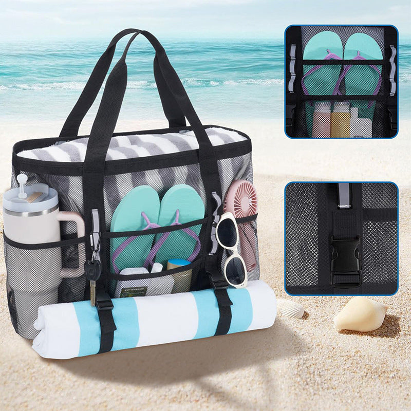 Multifunctional beach bag with mesh design LoungeYard — product view 2