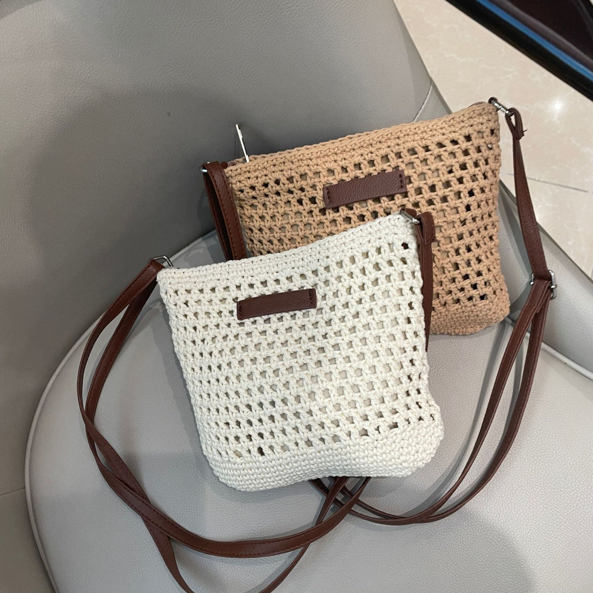 Hand-knotted shoulder bag in modern design LoungeYard — product view 3