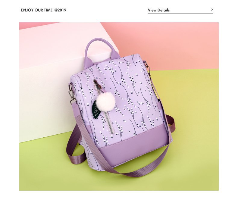Stylish Floral Print Multi-Compartment Backpack LoungeYard — product view 1