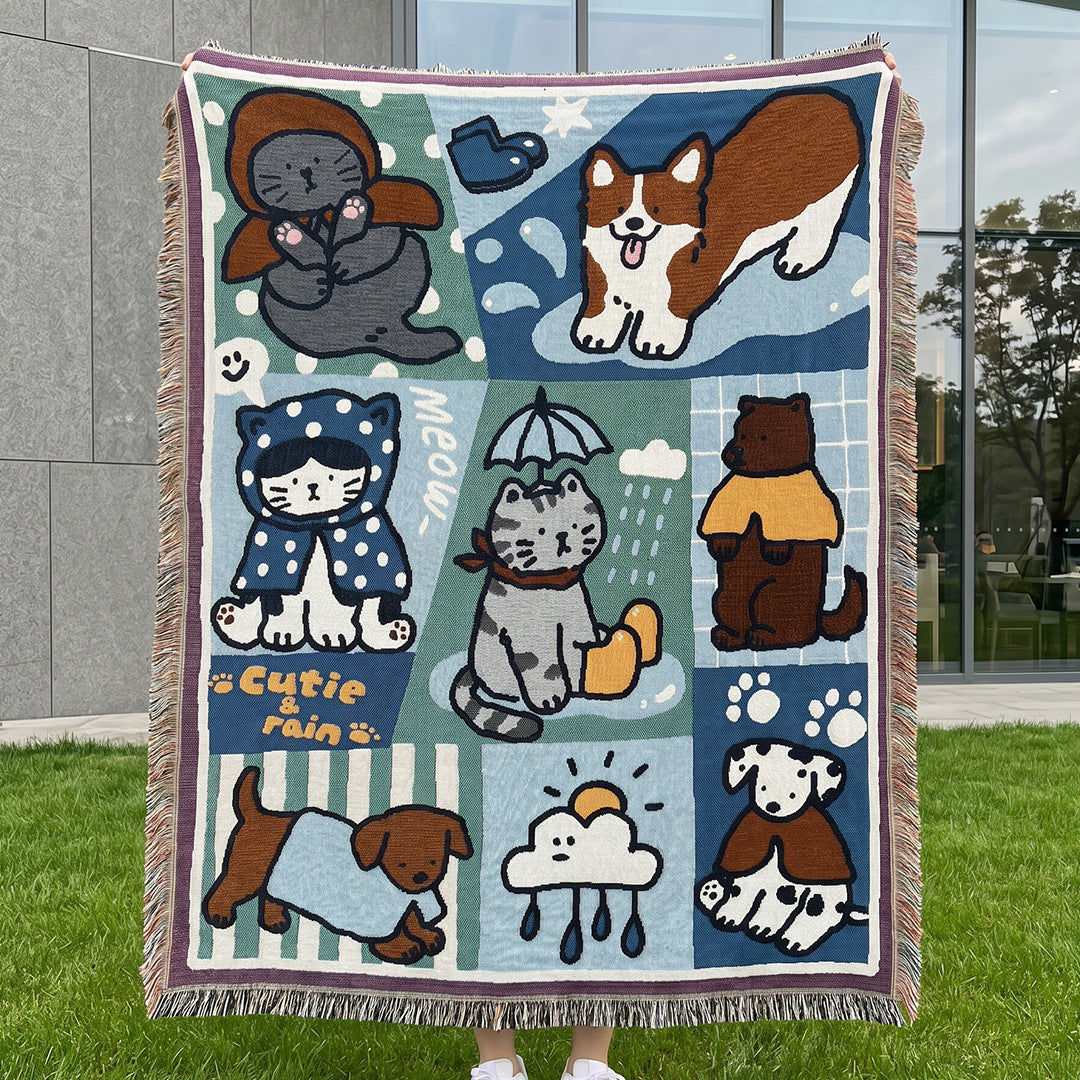 Playful Animal-Themed Tapestry Throw Blanket — product view 1