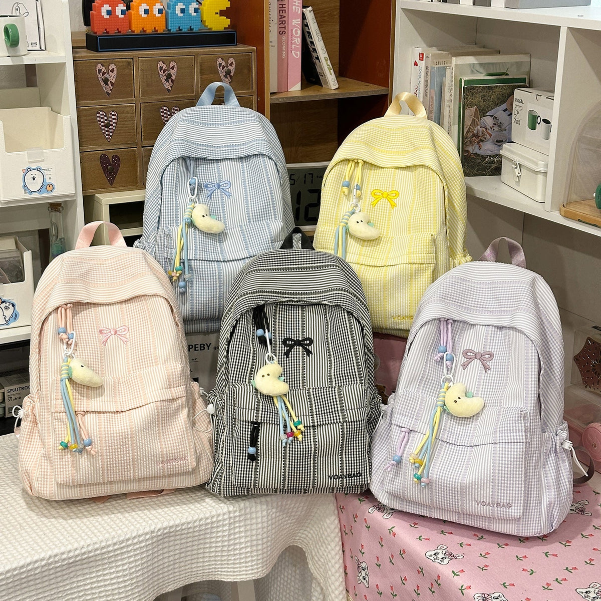 Cute Checked Patterned School Backpack LoungeYard — product view 4