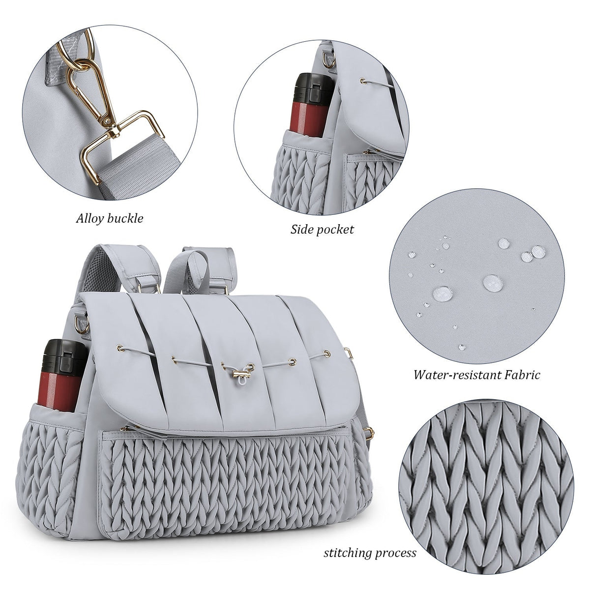 Fashionable backpack with braided design LoungeYard — product view 3