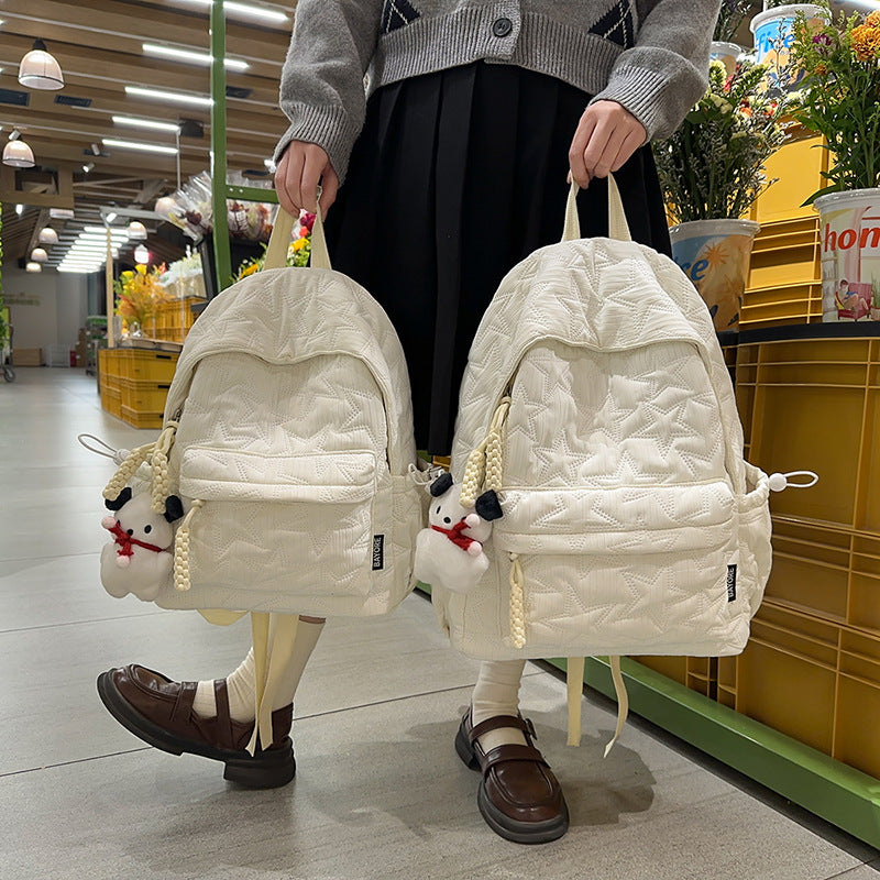 Quilted Backpack with Decorative Charm LoungeYard — product view 3