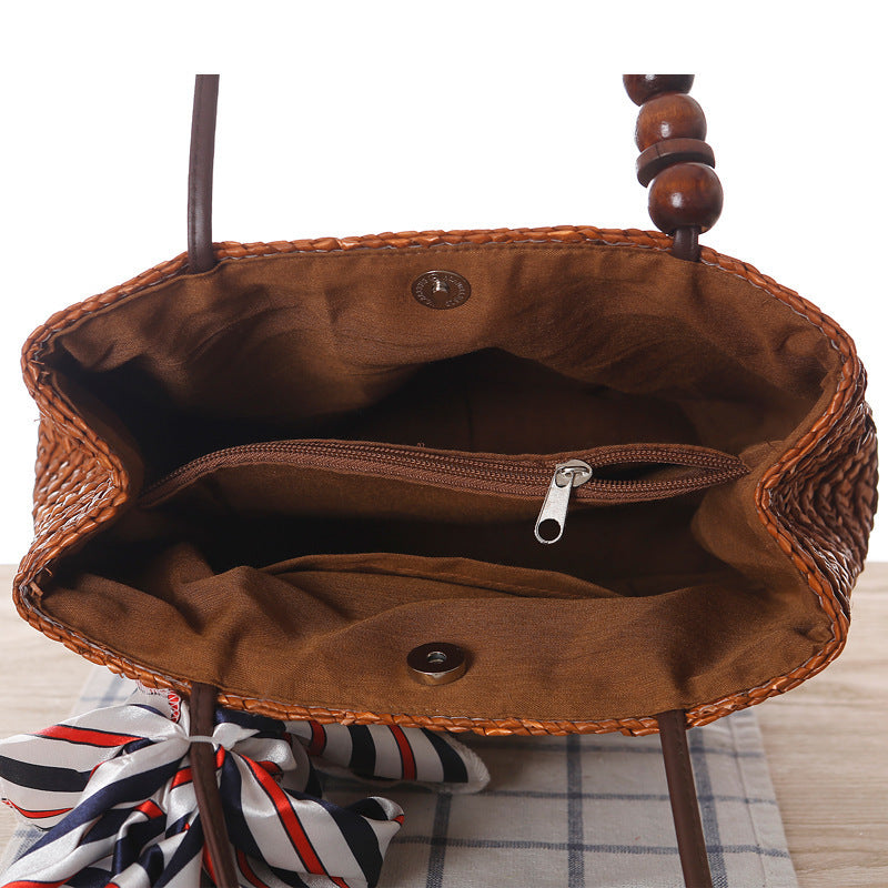 Braided handbag with stylish striped scarf LoungeYard — product view 4