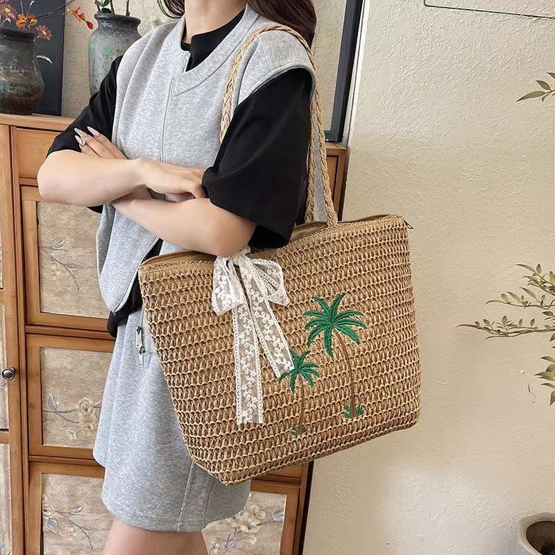 Summer basket bag with palm pattern LoungeYard — product view 1