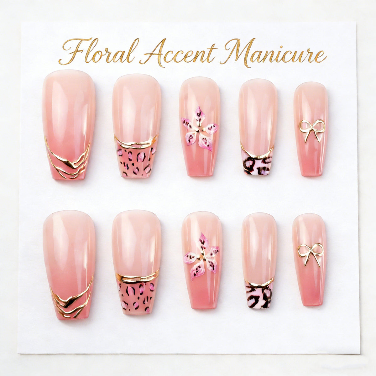 Decorative Floral Press-On Nails Set — product view 1