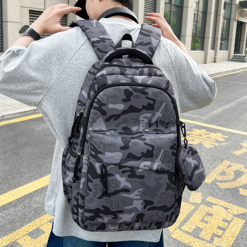 Durable Camouflage Print Backpack LoungeYard — product view 3