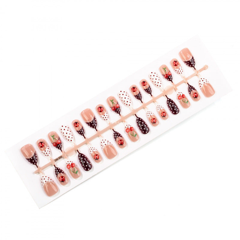Decorative Ladybug Cherry Design Press-On Nails — product view 5