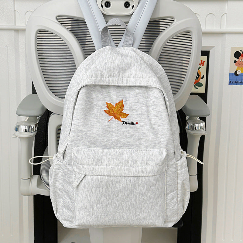 Casual Embroidered Leaf Backpack LoungeYard — product view 7