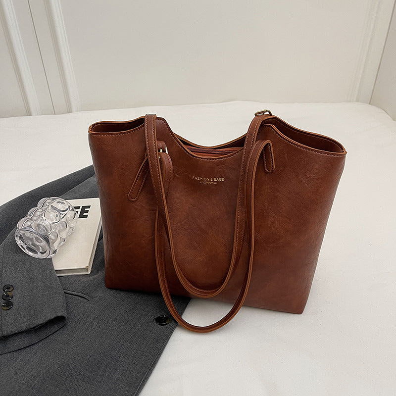 Luxurious Leather Handheld Tote LoungeYard — product view 7