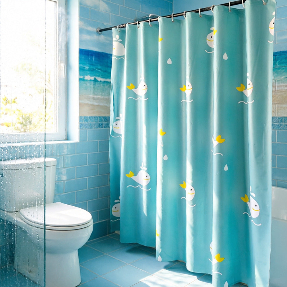 Playful Whale Theme Shower Curtain LoungeYard — product view 1