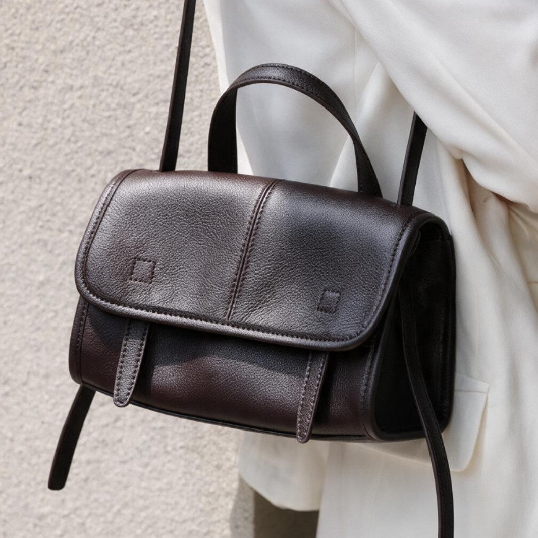 Structured Pebbled Top-Handle Flap Satchel Crossbody — product view 2