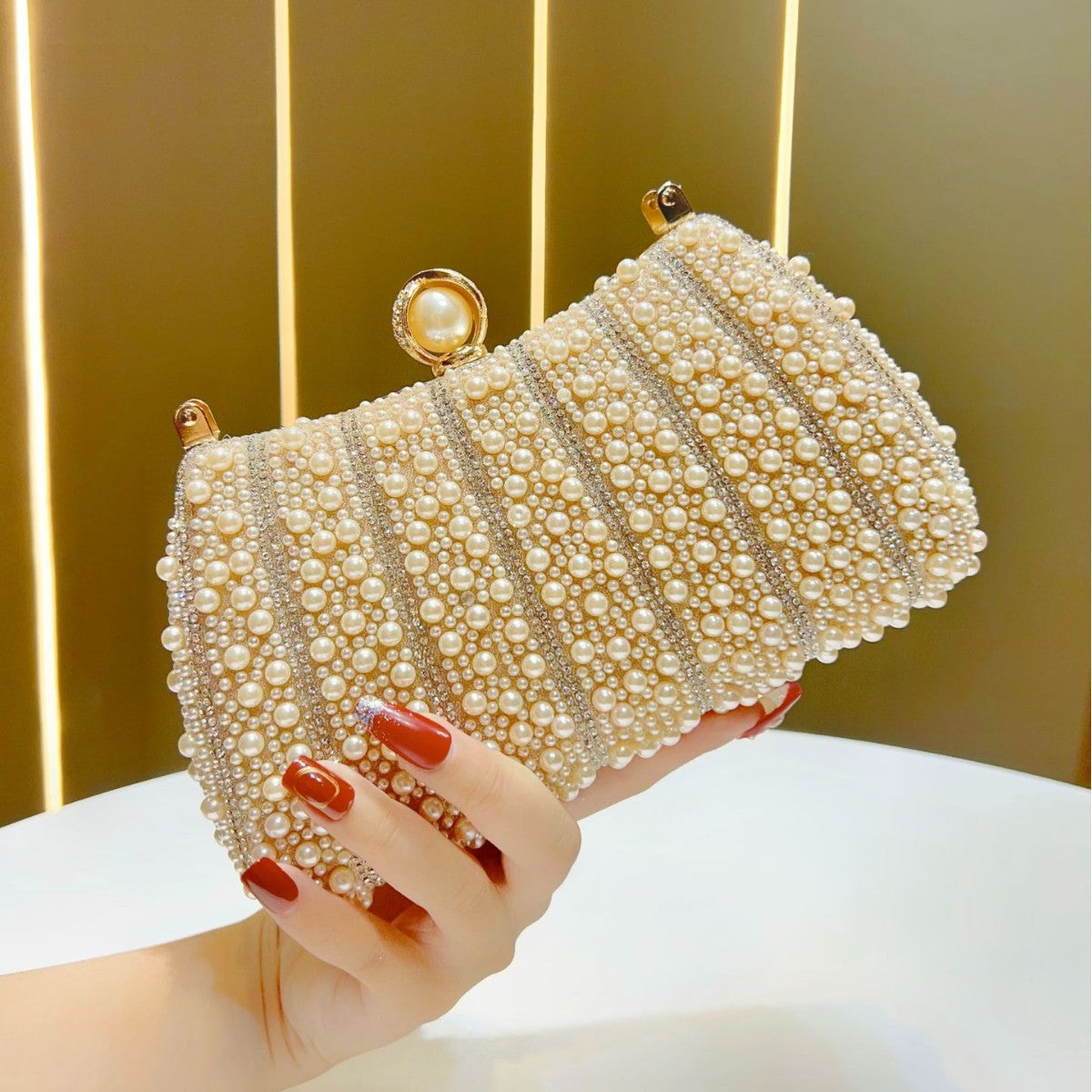 Pearl-Embellished Evening Clutch — product view 6