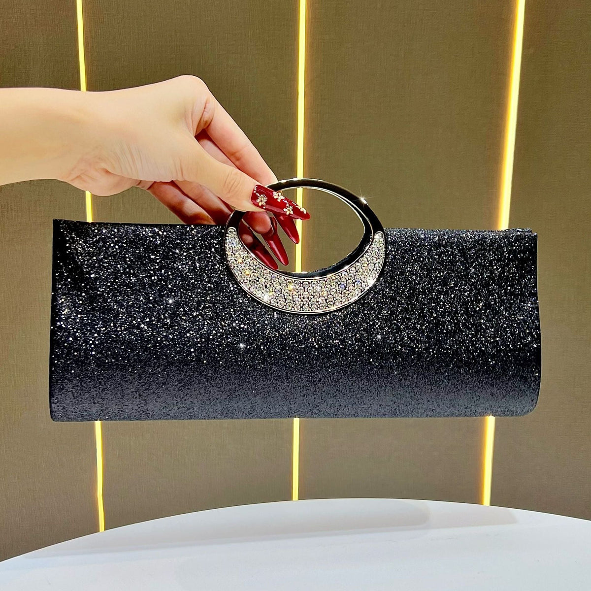 Sparkling Rhinestone-Accented Evening Clutch — product view 7