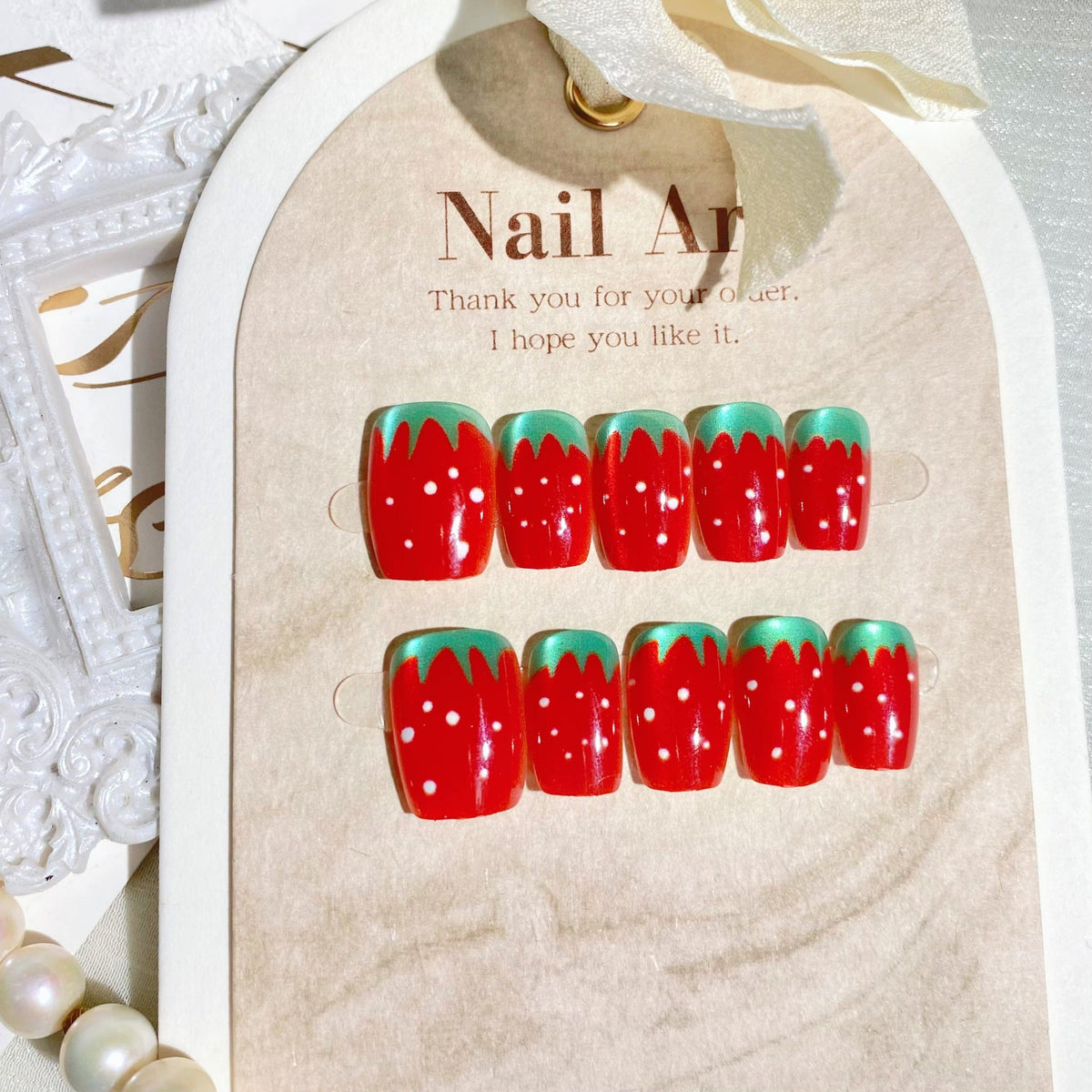 Creative Strawberry-Themed Press-On Nail Art Set — product view 3