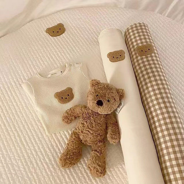 Long Gingham Nursery Bolster Pillow for Crib Support — product view 1