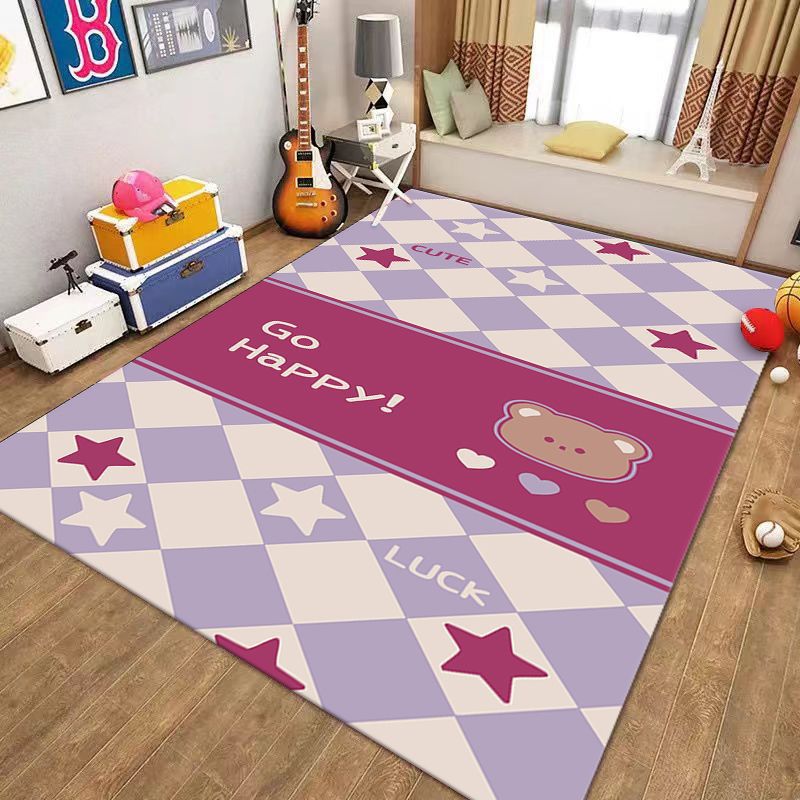 Playful Checkerboard Pattern Area Mat Bowlift — product view 6