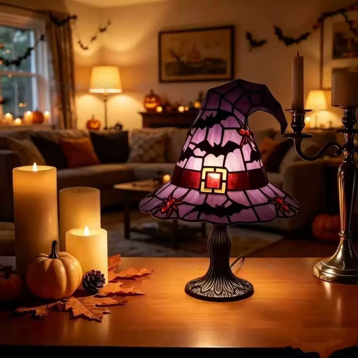 Halloween-Themed Witch Hat Table Lamp Bowlift — product view 4