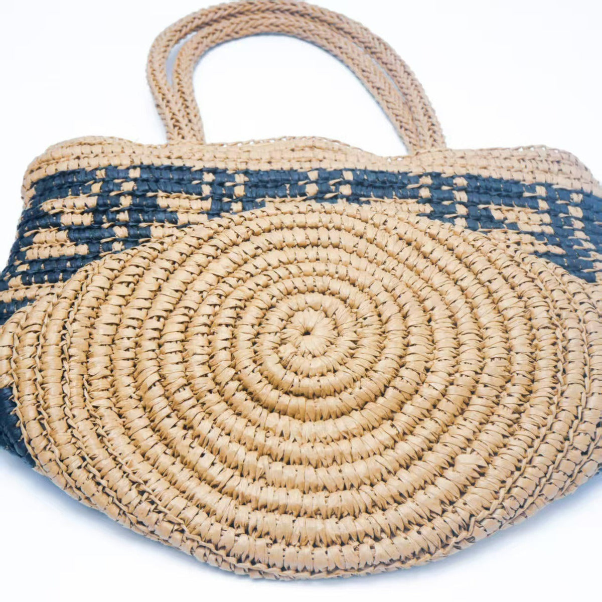 Handwoven basket bag with geometric pattern LoungeYard — product view 3