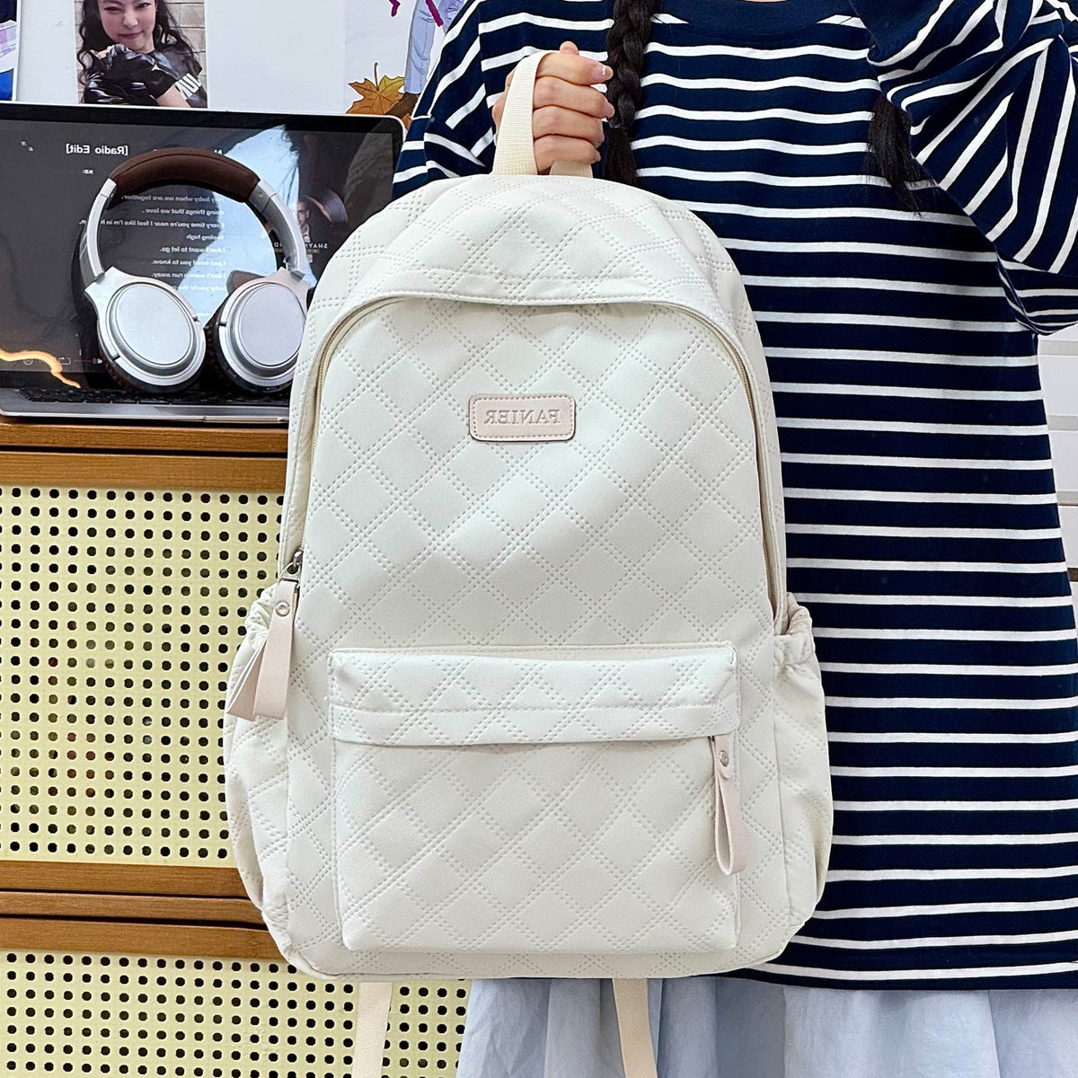Quilted Textured Backpack LoungeYard — product view 3