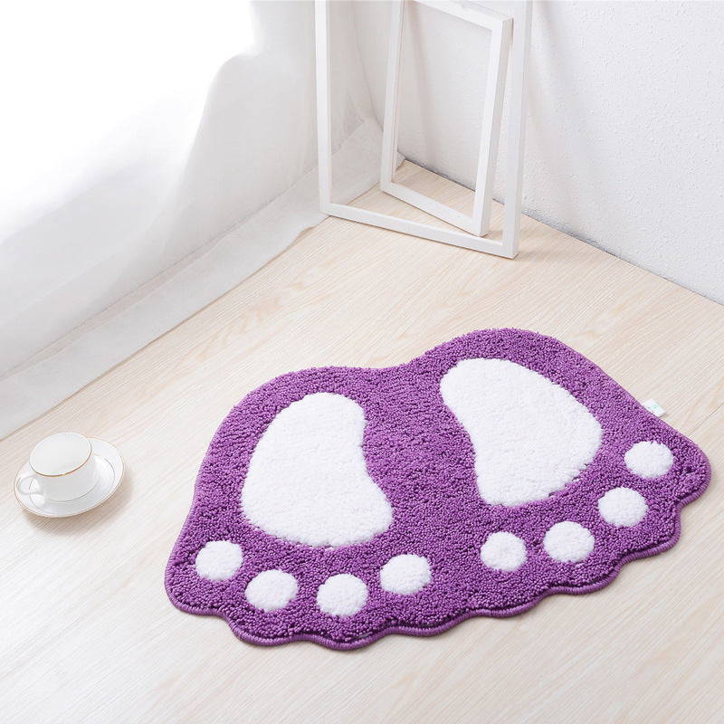 Paw Print Shaped Plush Bath Mat Bowlift — product view 6