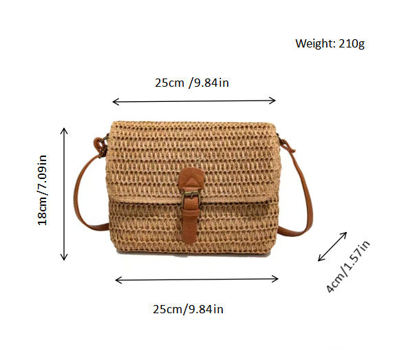 Handbag made of braided natural material with adjustable shoulder strap LoungeYard — product view 5